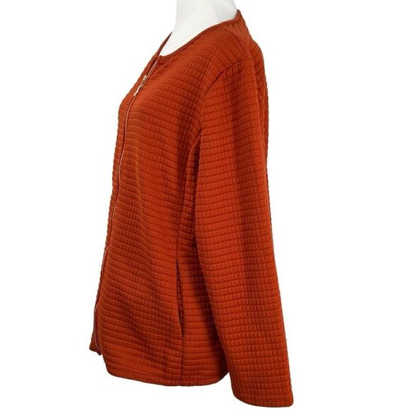 Chico’s Burnt Orange Zip Cardigan Jacket Pockets Size 3 - Picture 4 of 10
